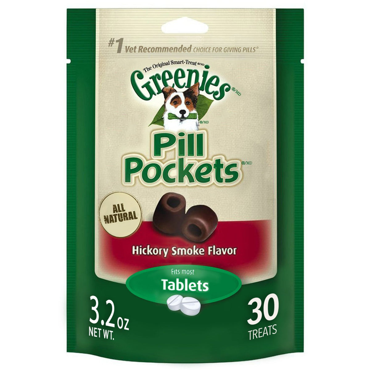 Hickory Smoke Tablet Size Dog Treats 30 Count Pack of 6 E551943