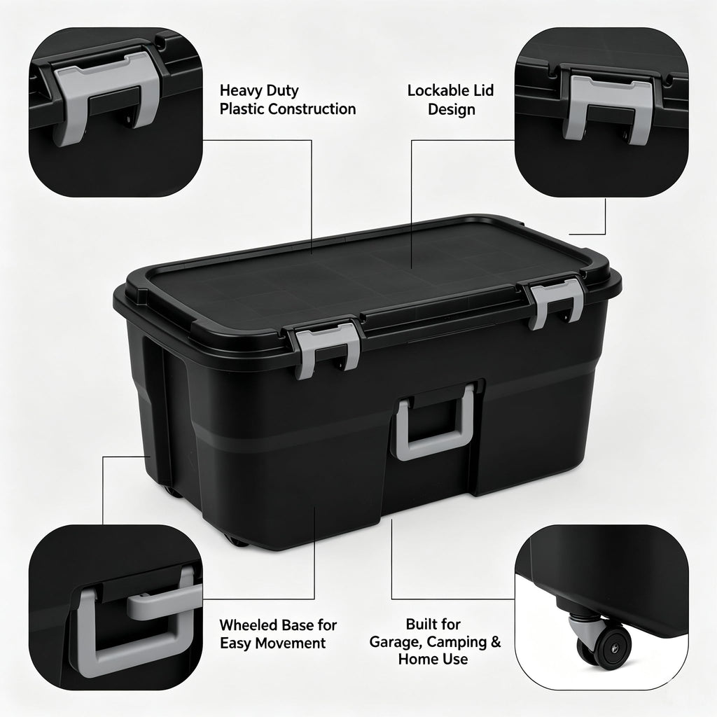22 Gallon Wheeled Plastic Footlocker V16190