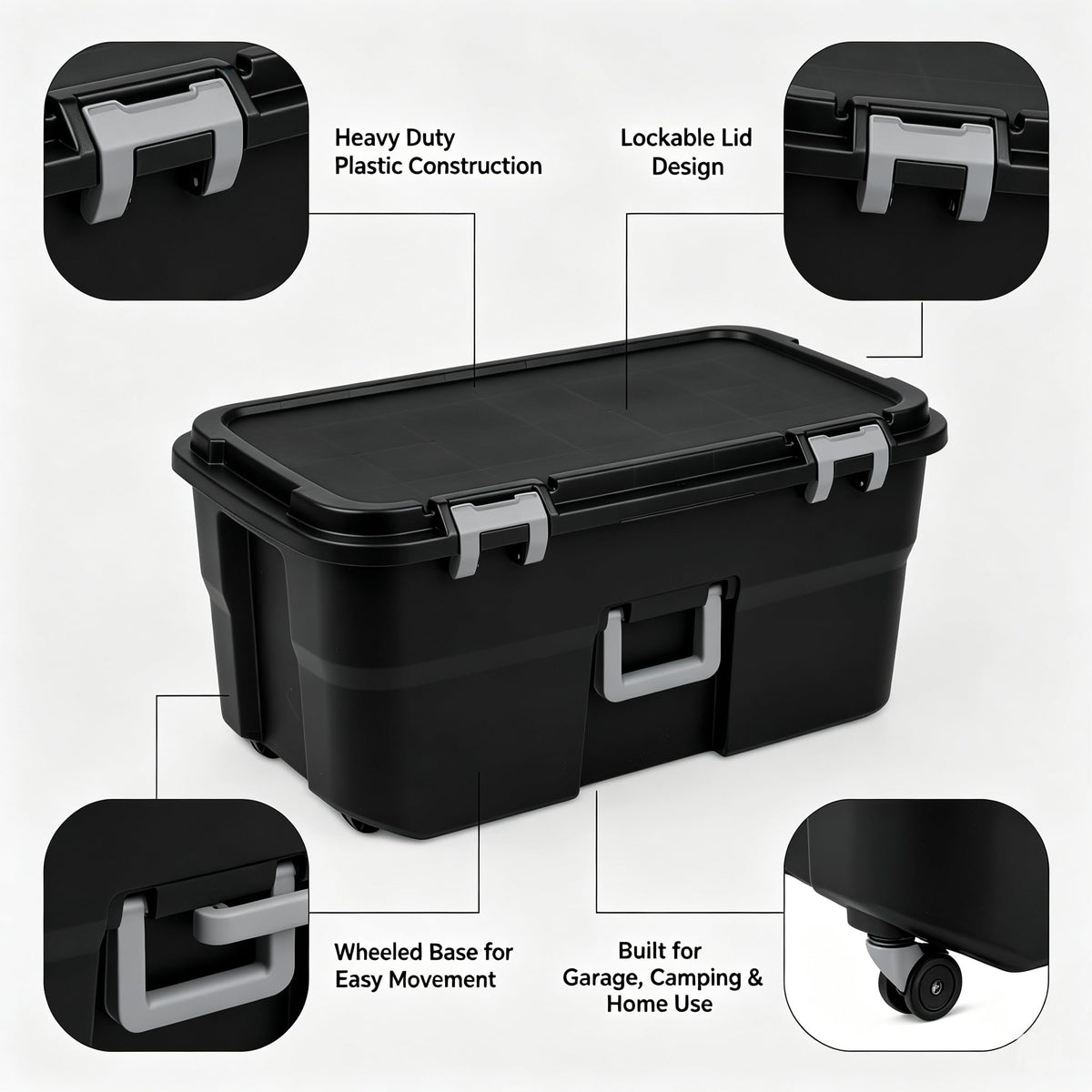 22 Gallon Wheeled Plastic Footlocker V16190