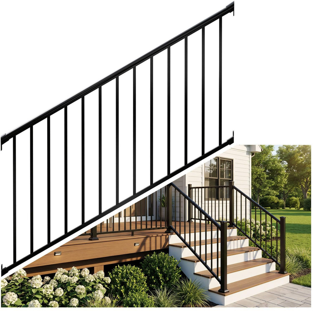 Heavy Duty Aluminum Stair Railing Kit, Textured Black R23992