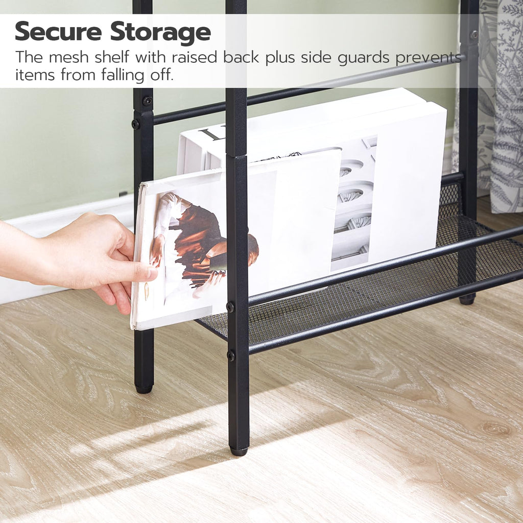 Small Narrow Side Table with Charging Station and Storage Shelf L2679