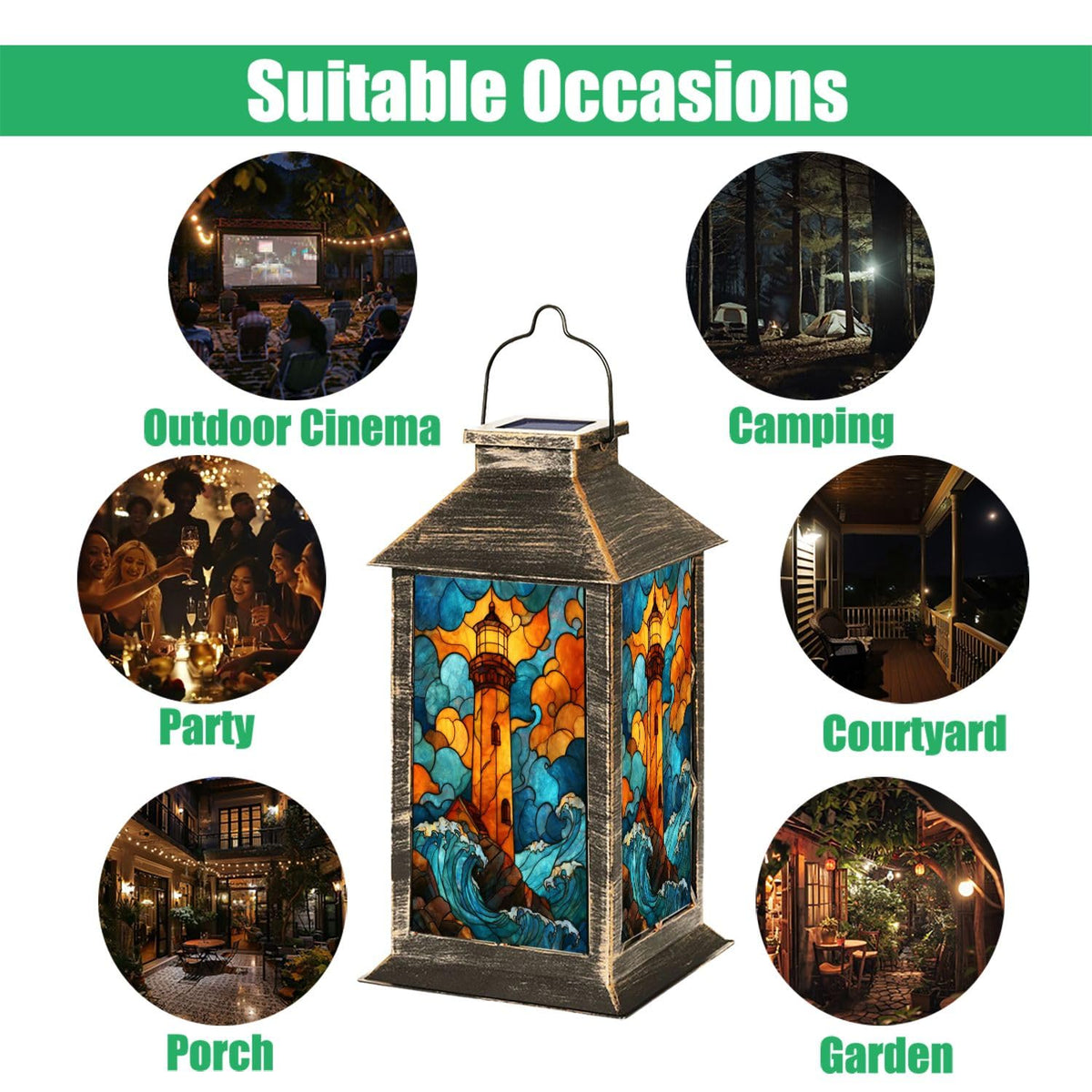 Solar Powered Outdoor Waterproof Hanging Lantern Y707822
