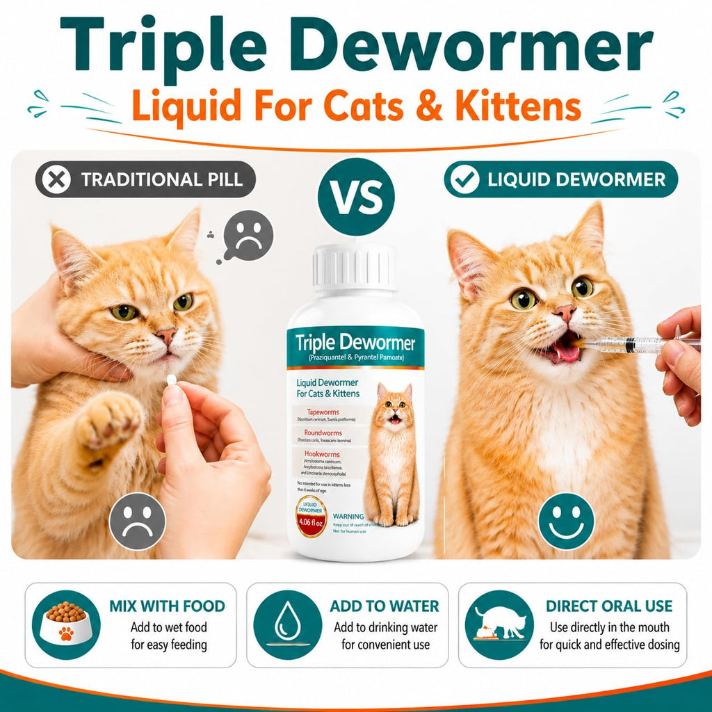 Cat Dewormer Liquid for Tapeworms, Roundworms and Hookworms W965
