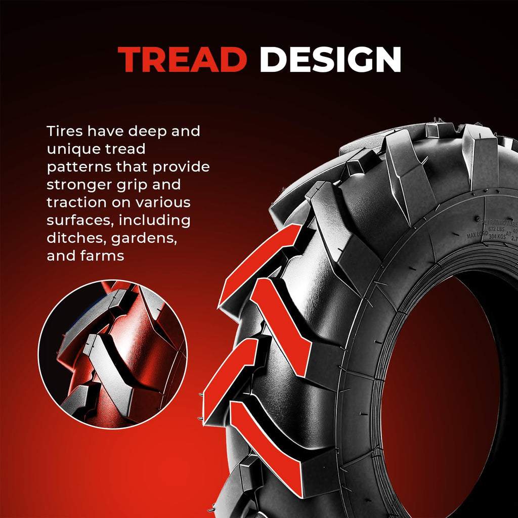 4.80x4.00x8 Lawn & Garden Mower Tires, Set of 2, 4 Ply Tubeless K9703