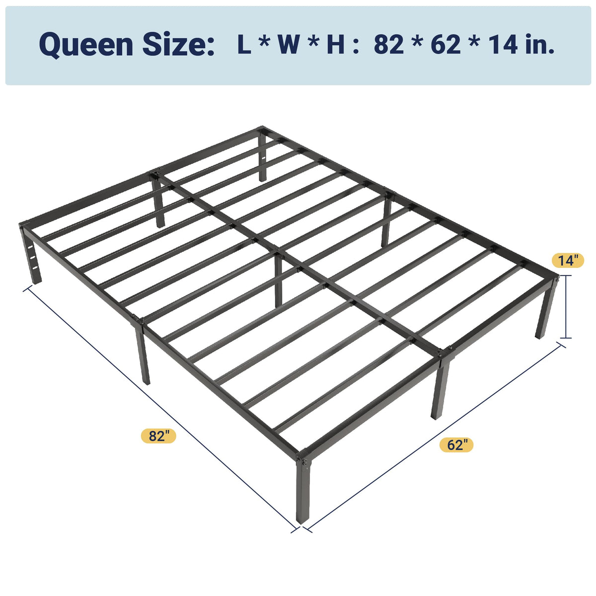 Queen 14 inch Metal Bed Frame with Storage Space B100631