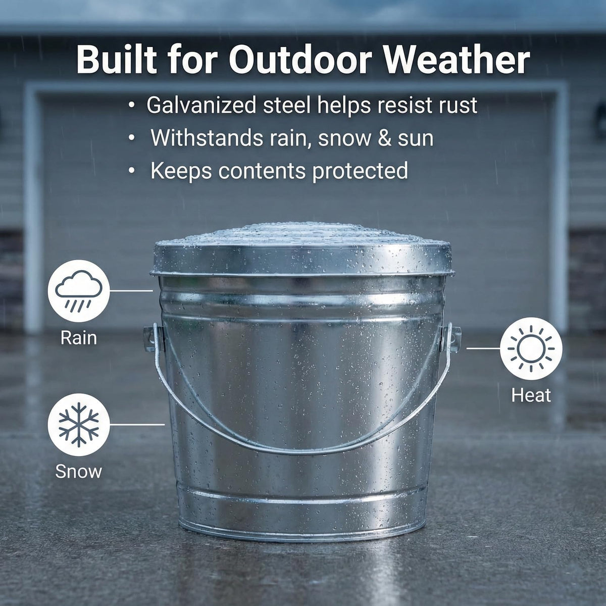 6-Gallon Galvanized Steel Locking Lid Trash Can U35126