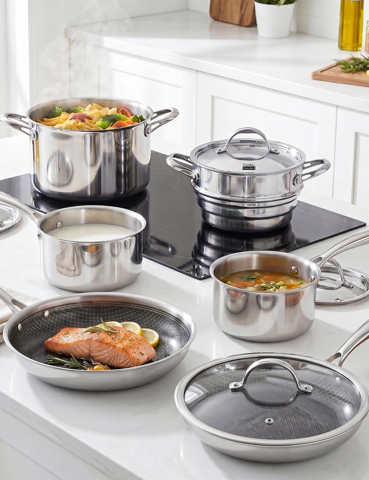 12-Piece Multi-Ply Clad Stainless Steel Cookware Set X172919