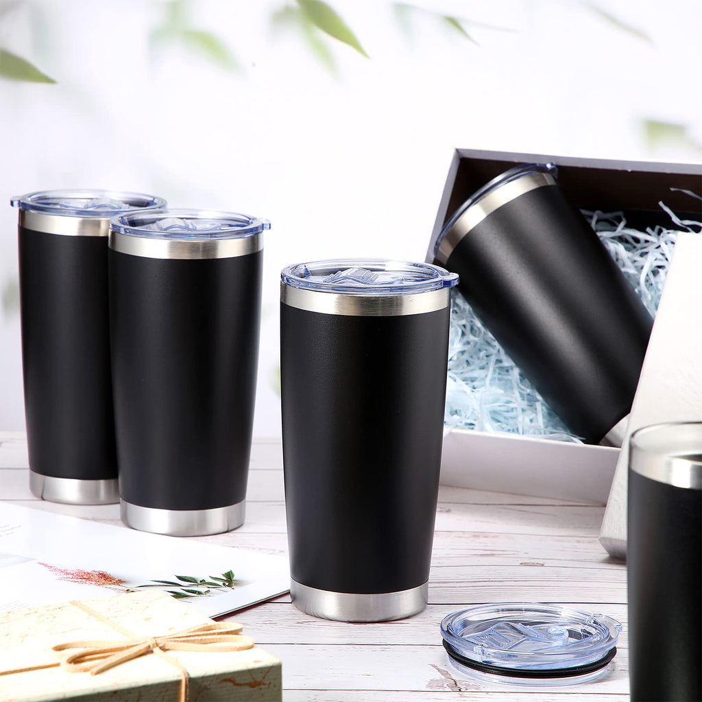 36 Pack Stainless Steel Tumblers with Lids, 20 oz, Black J584662