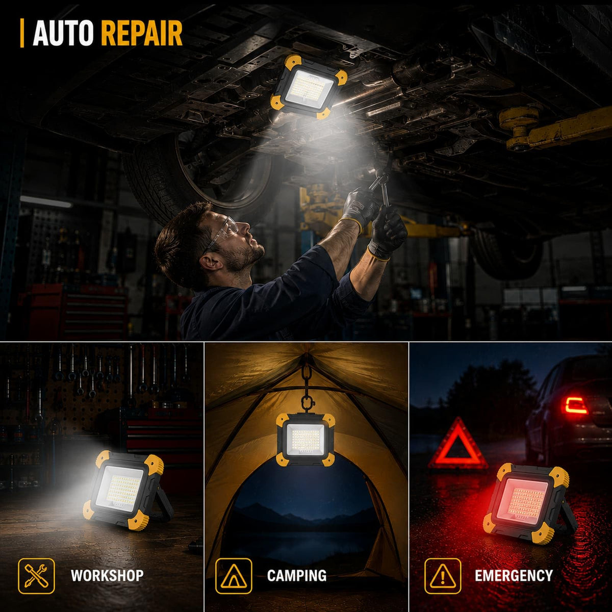 2-Pack Magnetic LED Work Lights USB Rechargeable 40W B800