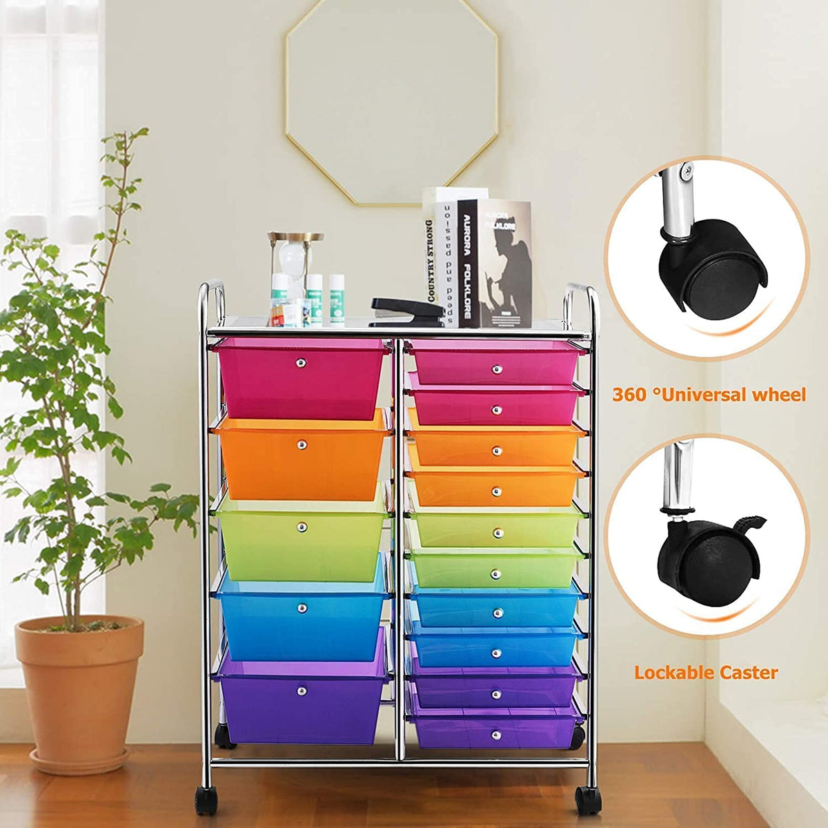15 Drawer Rolling Storage Cart with Wheels P50000