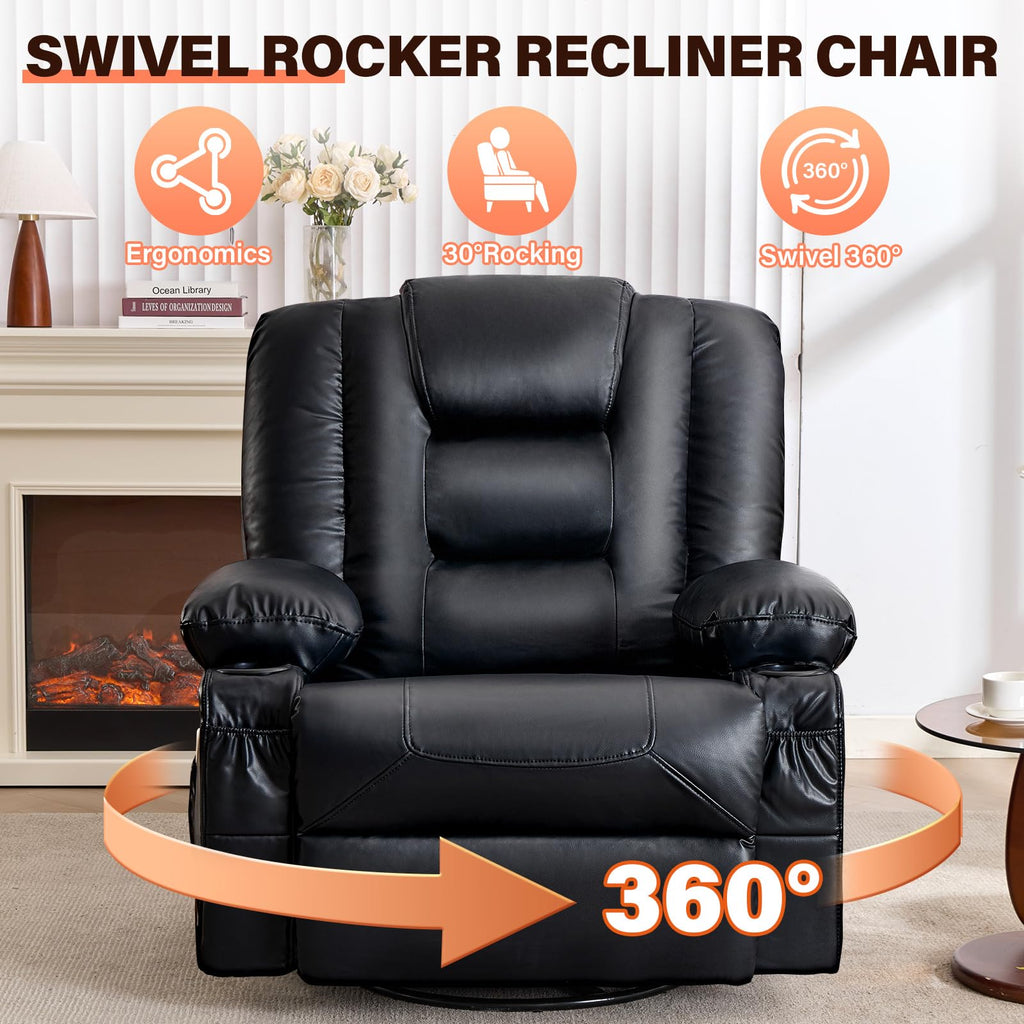 Swivel Rocker Recliner Chair with Vibration Massage and Heat N430