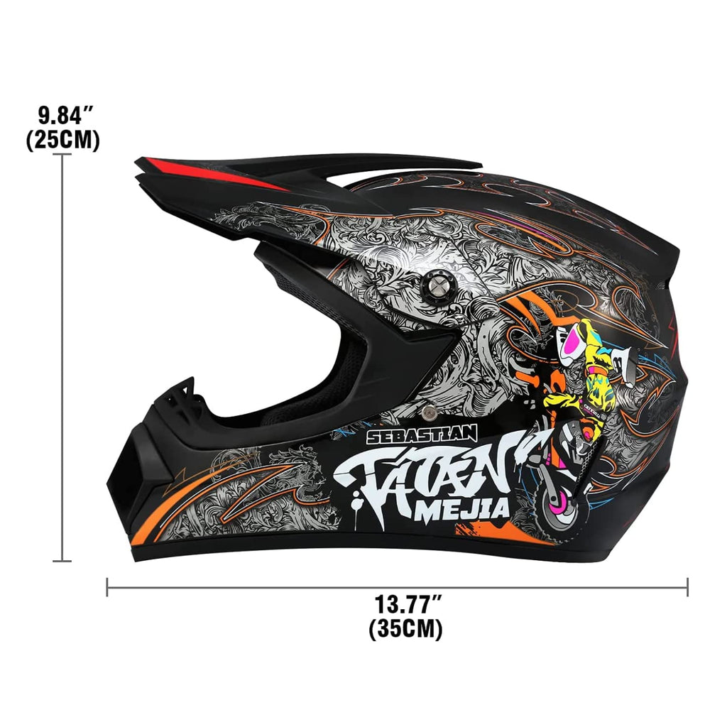 Black Motocross Helmet with Gloves and Goggles P843592