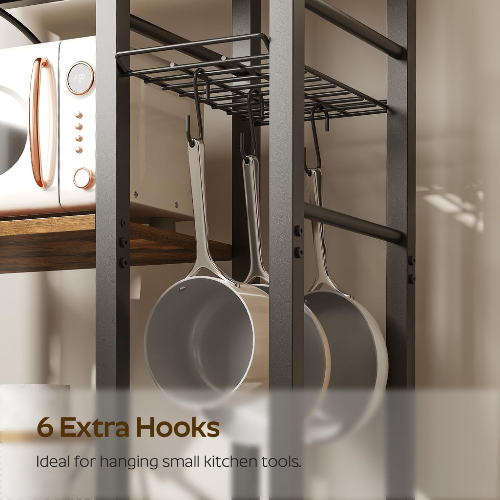 Rustic Brown Kitchen Storage Rack with Charging Station C6691