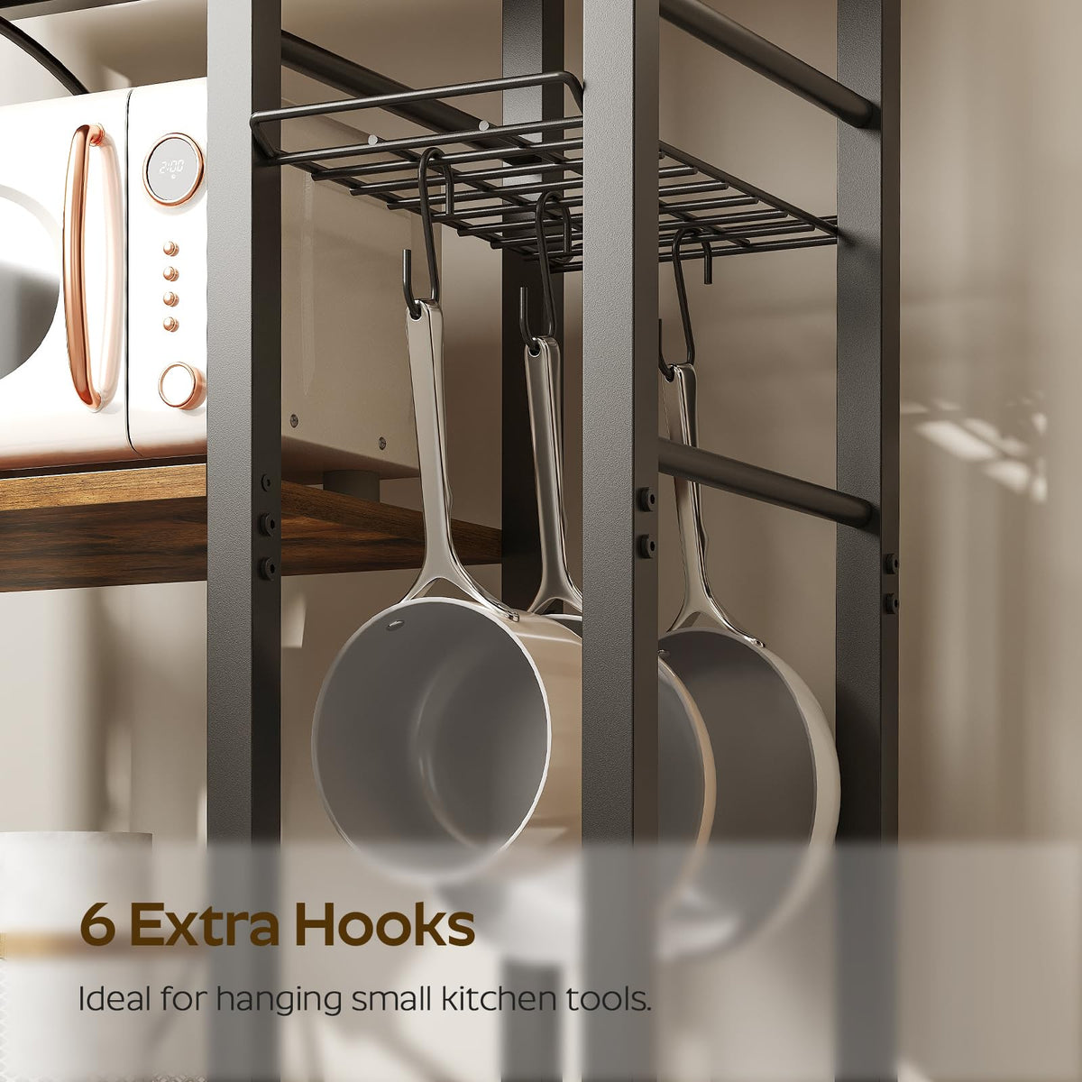 Rustic Brown Kitchen Storage Rack with Charging Station C6691