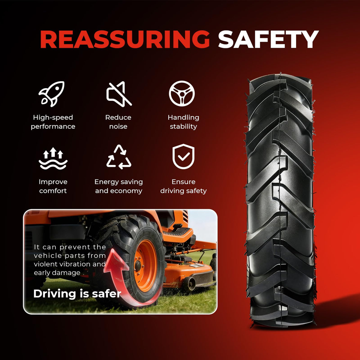 4.80x4.00x8 Lawn & Garden Mower Tires, Set of 2, 4 Ply Tubeless K9703