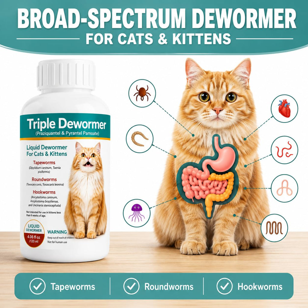 Cat Dewormer Liquid for Tapeworms, Roundworms and Hookworms W965