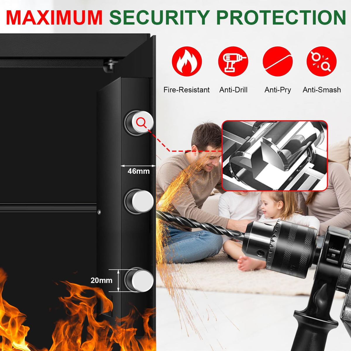3.3 Cuft Water and Fireproof Safe with Digital Keypad & Key Lock I4299