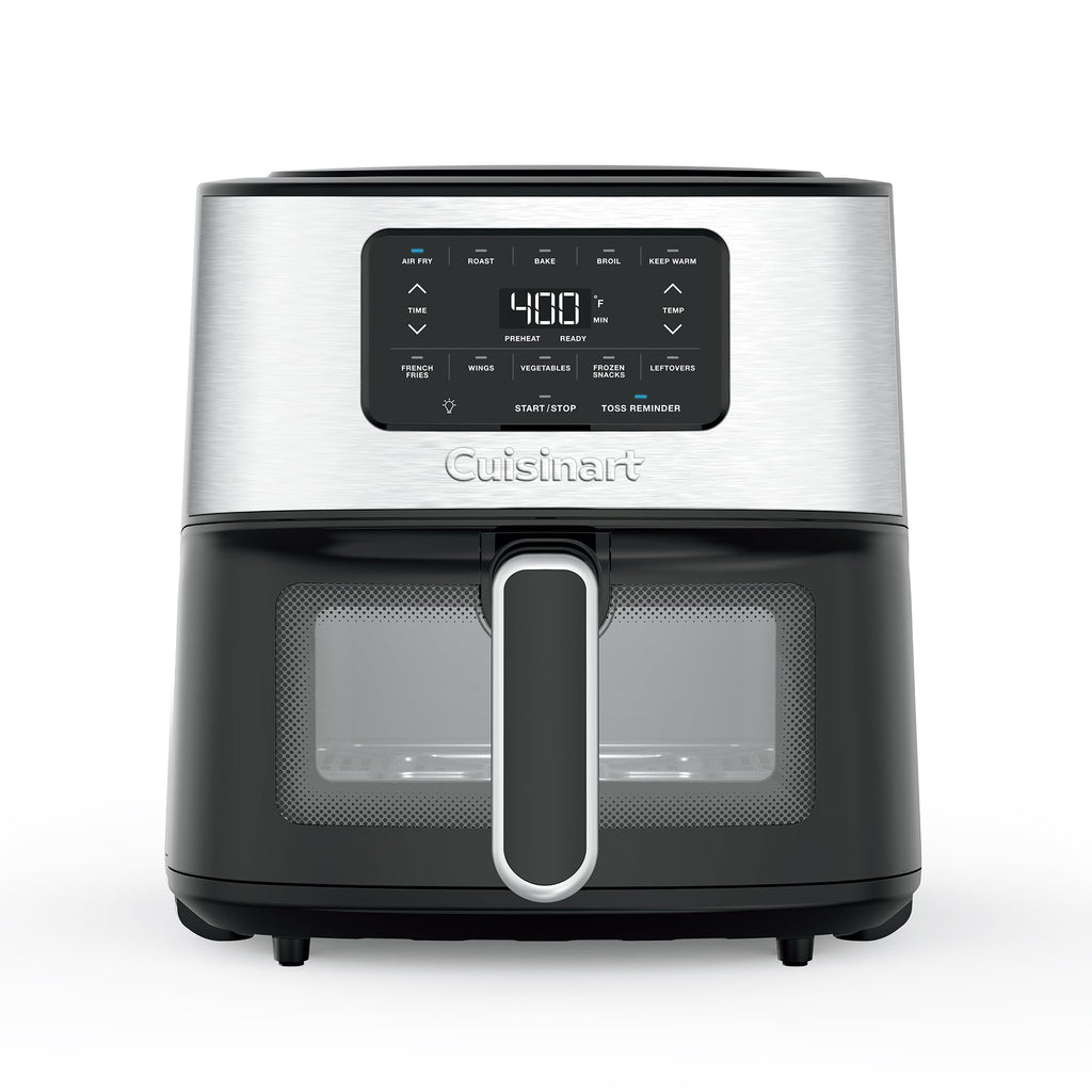 6-Quart Air Fryer with 5 Cooking Functions, Stainless Steel & Black S706