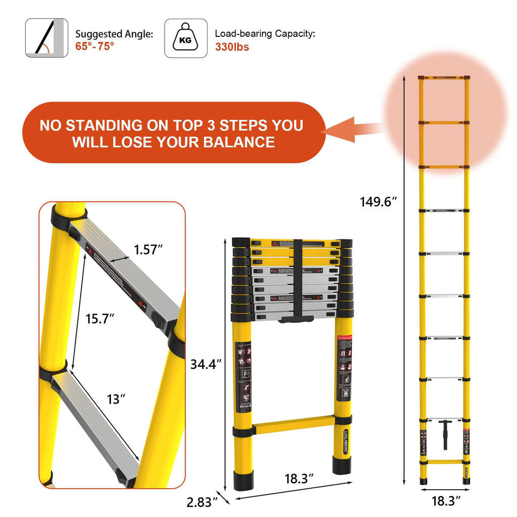 Telescoping Aluminum Ladder 12.5ft 330lbs W451
