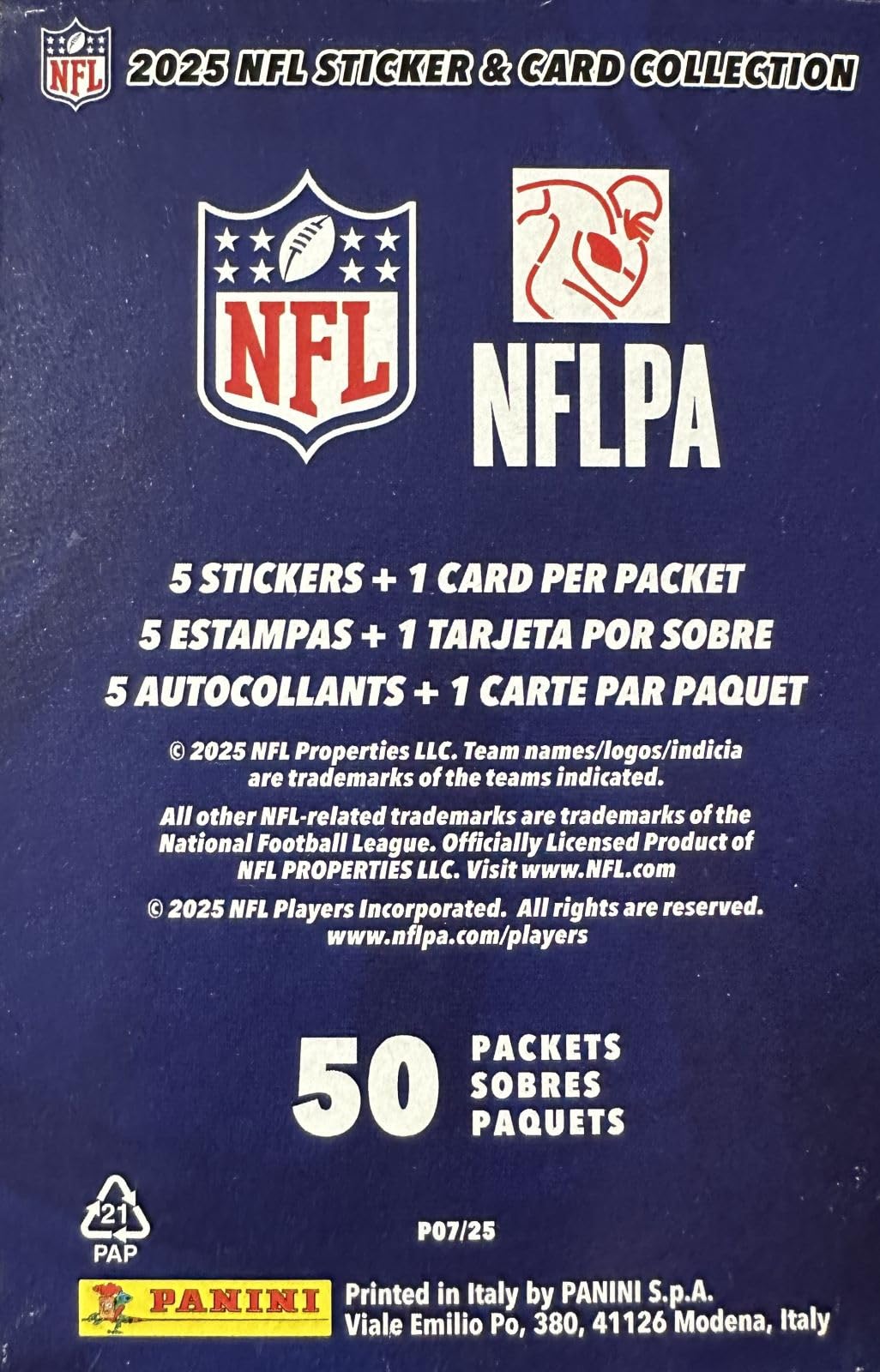 Football Sticker Collection Unopened Box with 50 Packs F5424