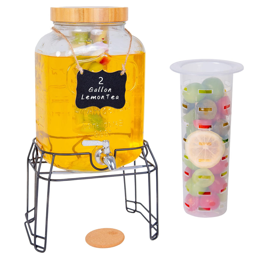 2 Gallon Glass Drink Dispenser with Stand K696183