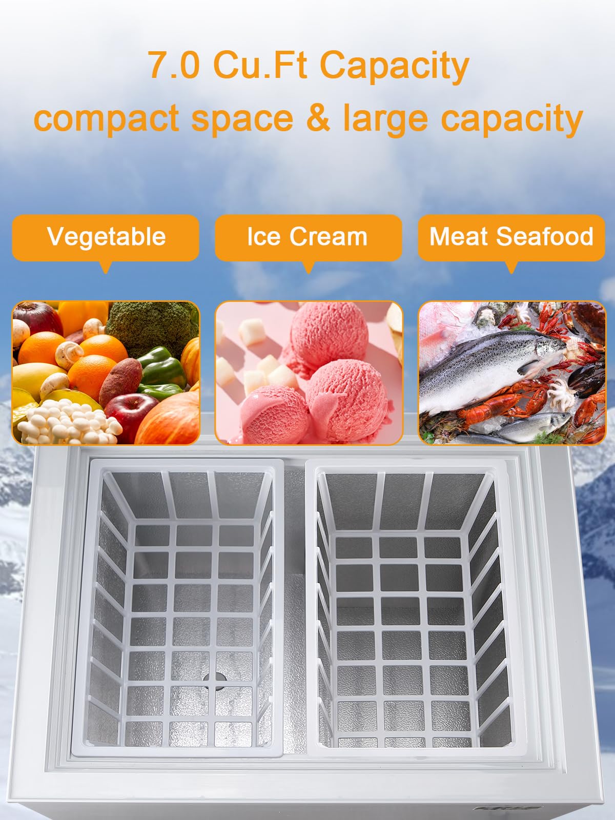 7.0 Cu.Ft White Mini Chest Freezer Q6875