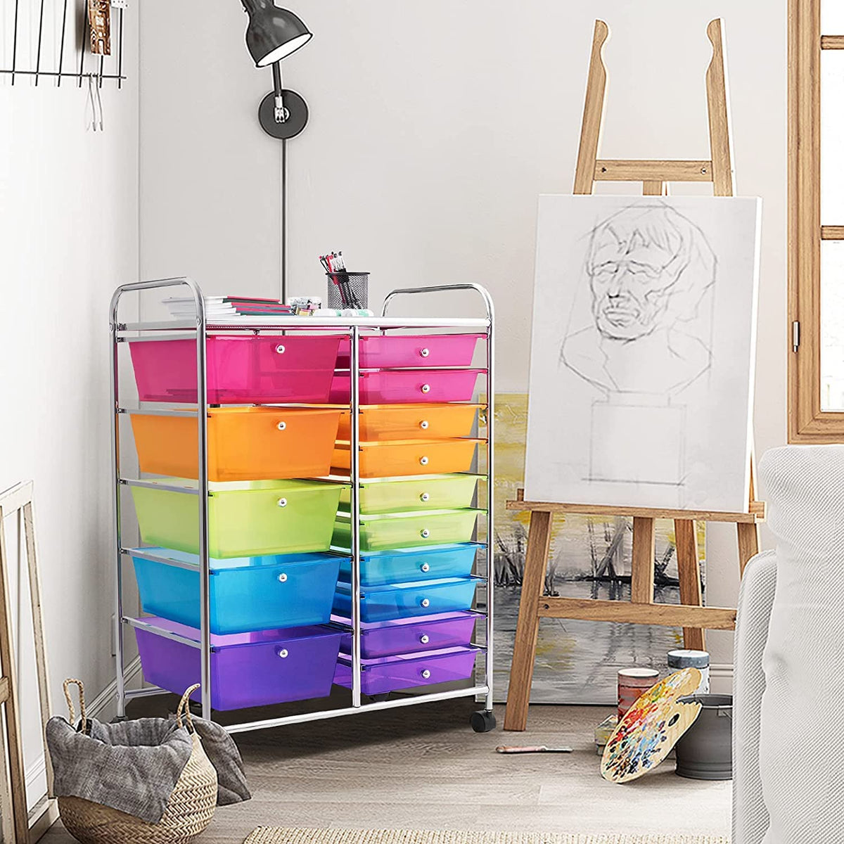 15 Drawer Rolling Storage Cart with Wheels P50000