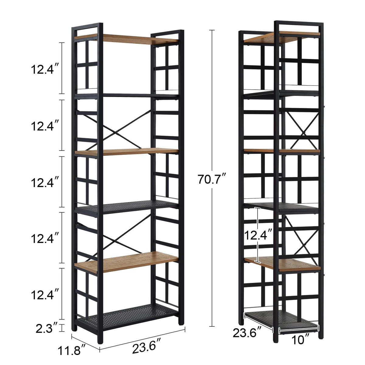 6 Tier 70 inch Tall Brown Bookshelf Z5318