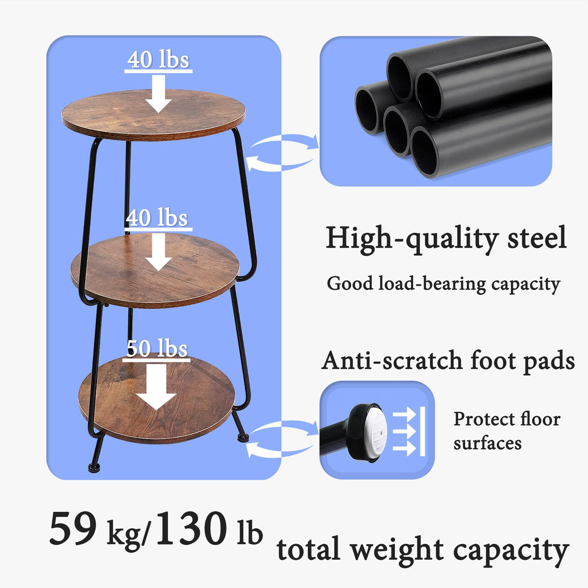 Round 3-Tier Wood Coffee Table D712