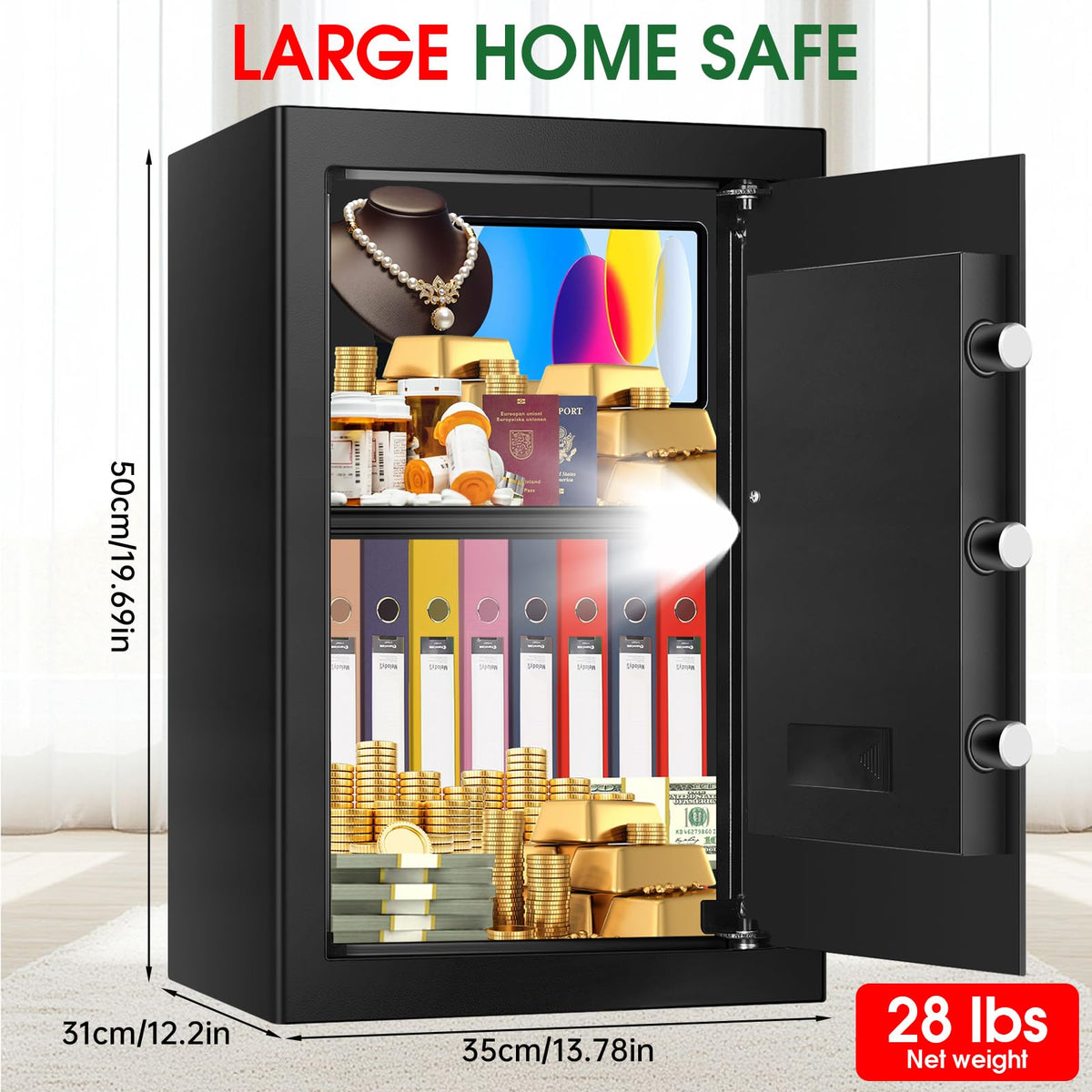3.3 Cuft Water and Fireproof Safe with Digital Keypad & Key Lock I4299