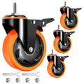 4 inch Threaded Stem Caster Wheels Set of 4 Heavy Duty Dual Locking G6363