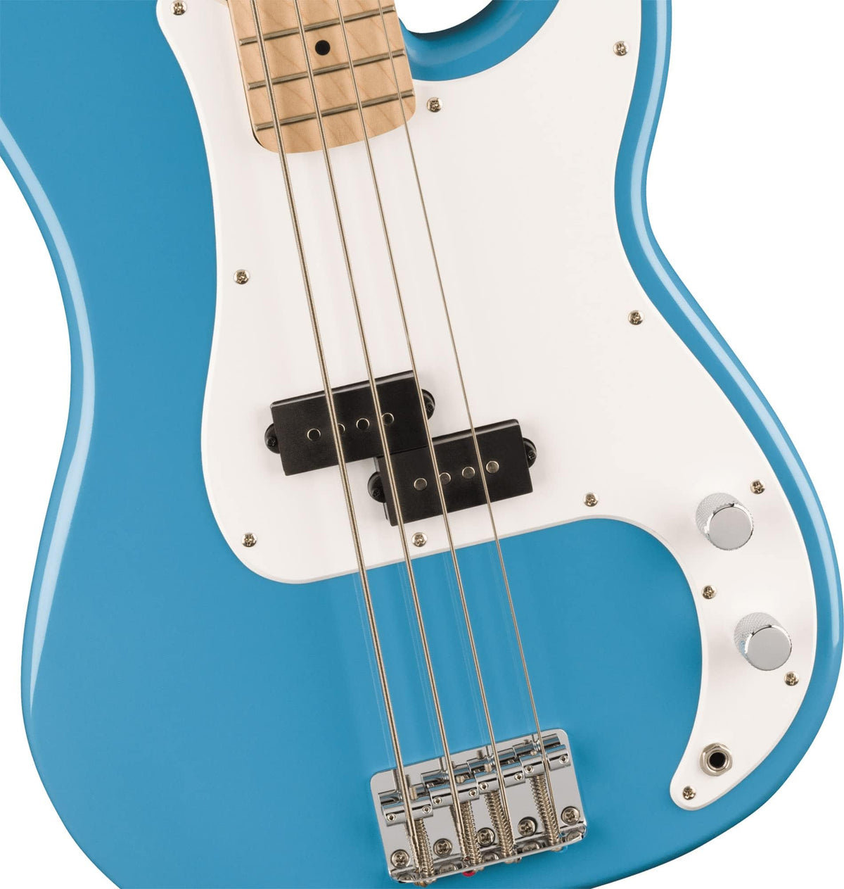 California Blue Precision Bass Guitar Bundle with Headphone Amp, Cable, Tuner, Strap S2118