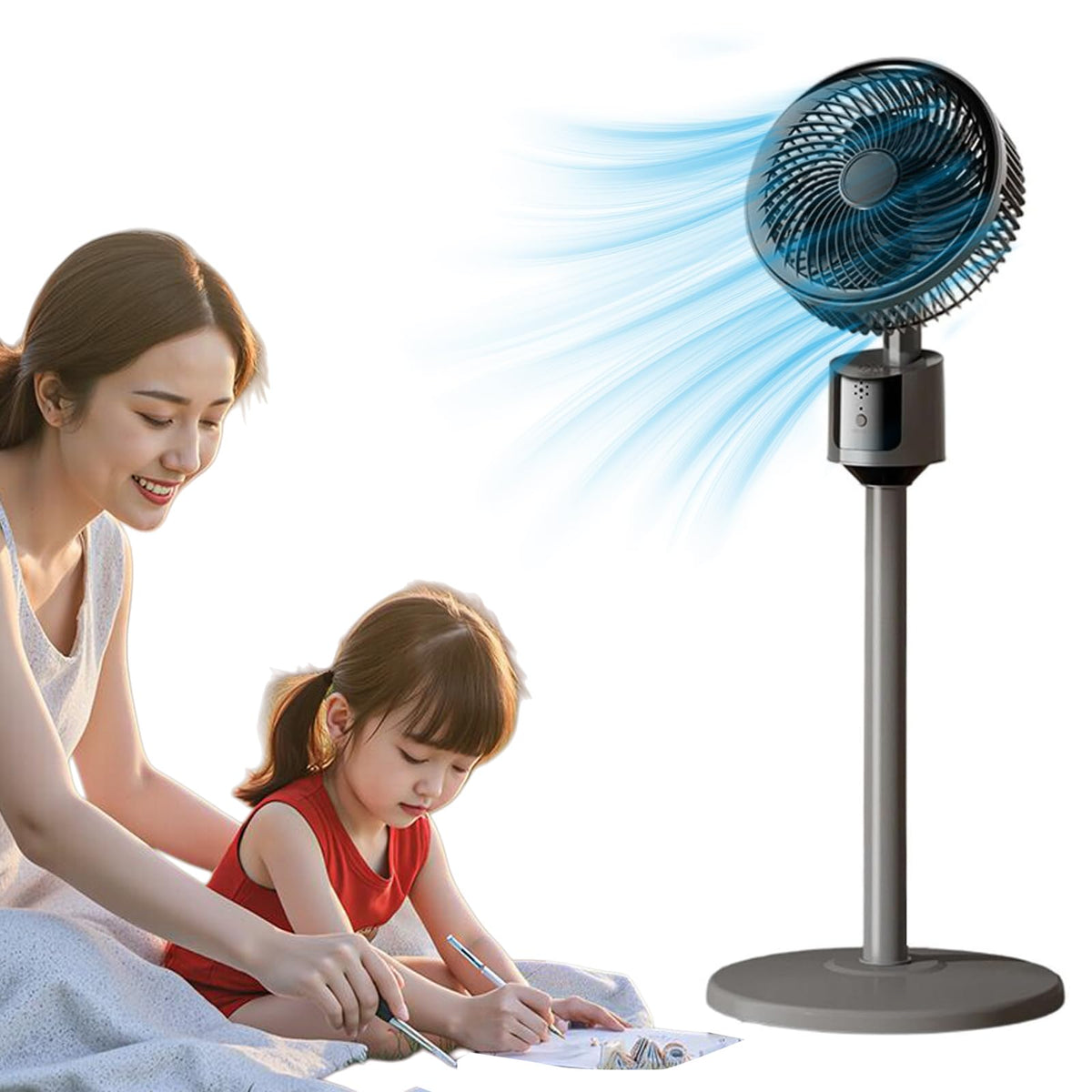 Lightweight Quiet Standing Fan (Grey) A810508