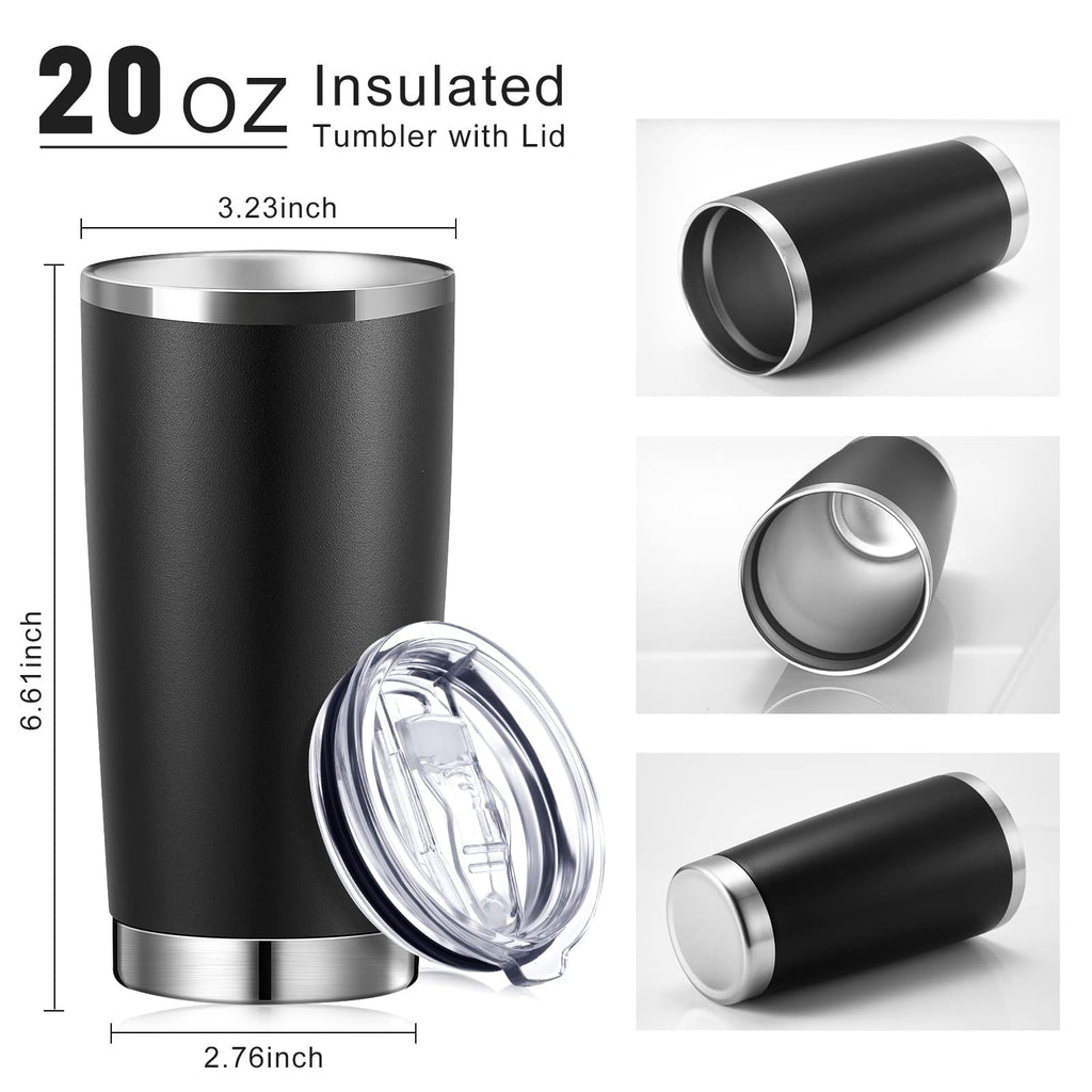 36 Pack Stainless Steel Tumblers with Lids, 20 oz, Black J584662