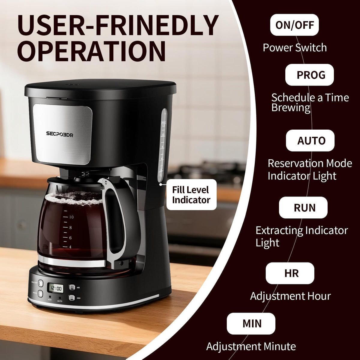 12 Cup Programmable Coffee Maker with Reusable Filter B5236