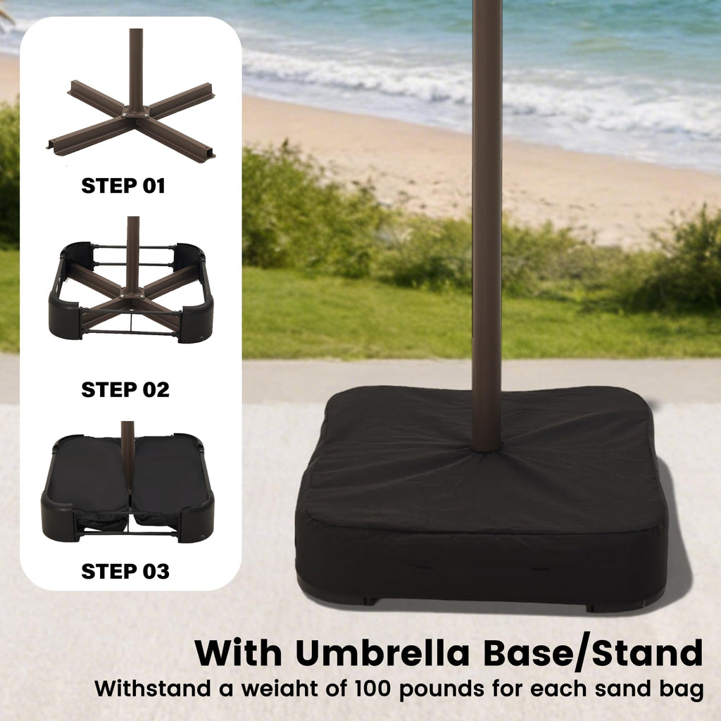 15FT Double-Sided Rectangle Patio Umbrella with Base E724045