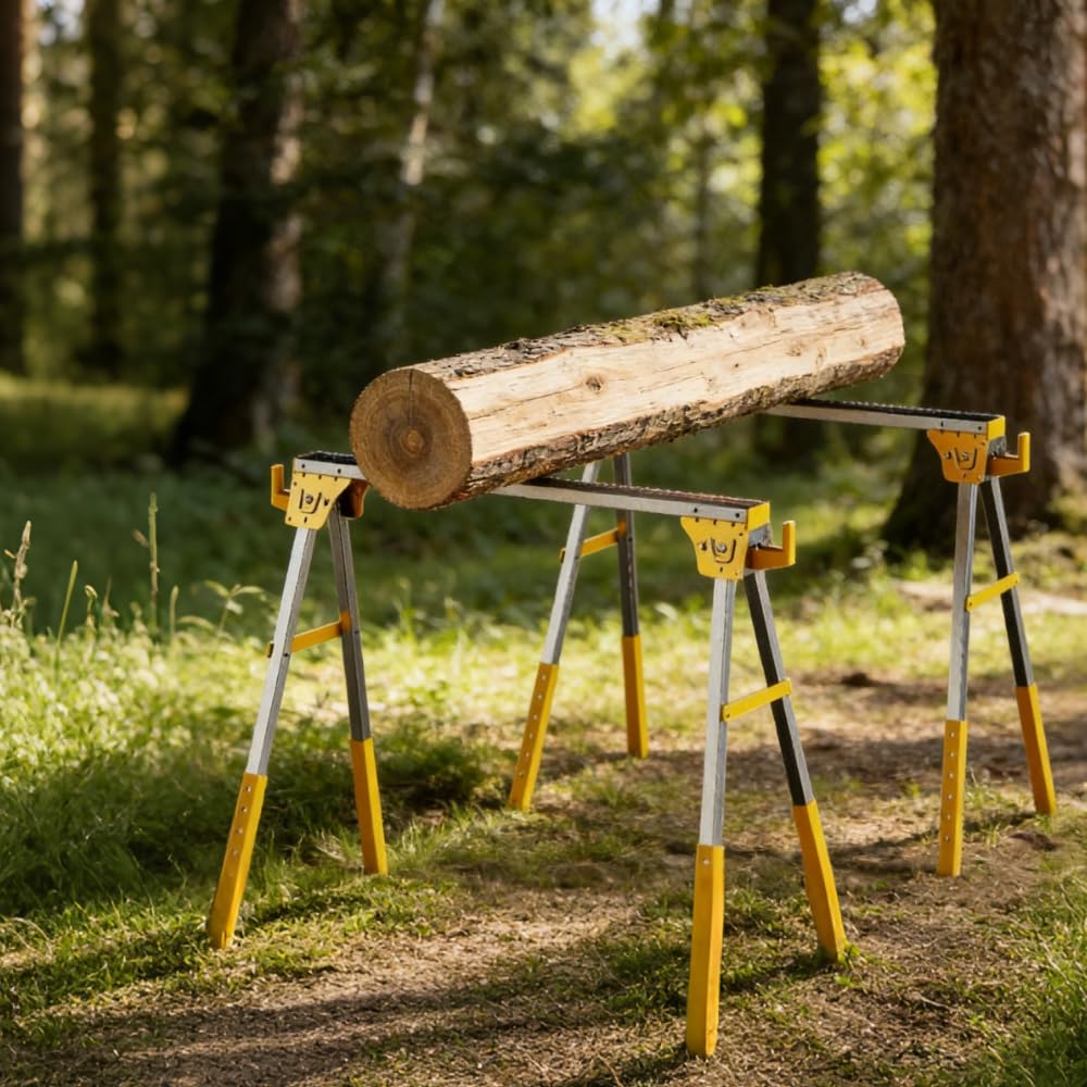Heavy Duty Folding Sawhorses 2-Pack with 6 Height Adjustments D27784