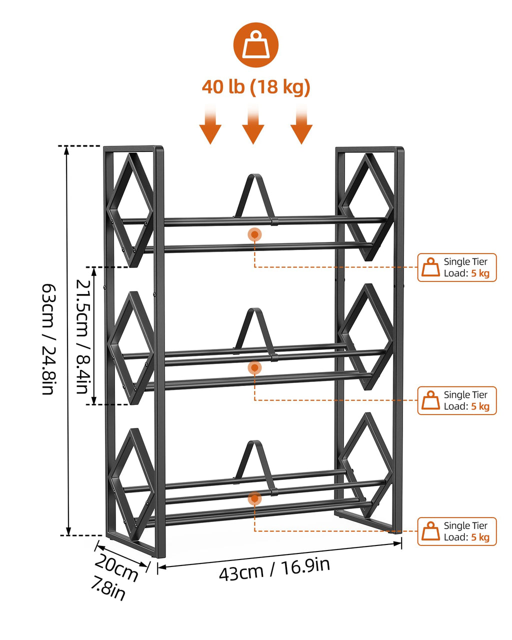 3-Tier CD Storage Metal Display Shelf with Adjustable Divider G180994