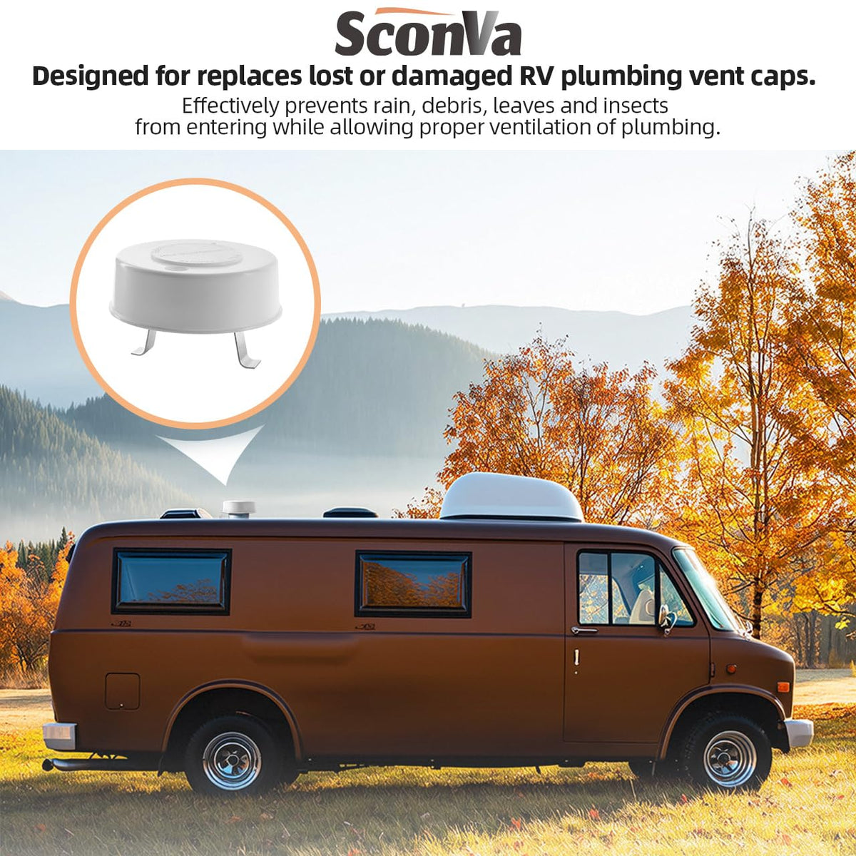 RV Roof Plumbing Vent Cap K8017
