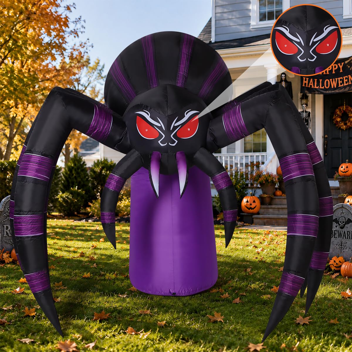 7 FT Inflatable Spider Outdoor Decoration with LED Lights Z189