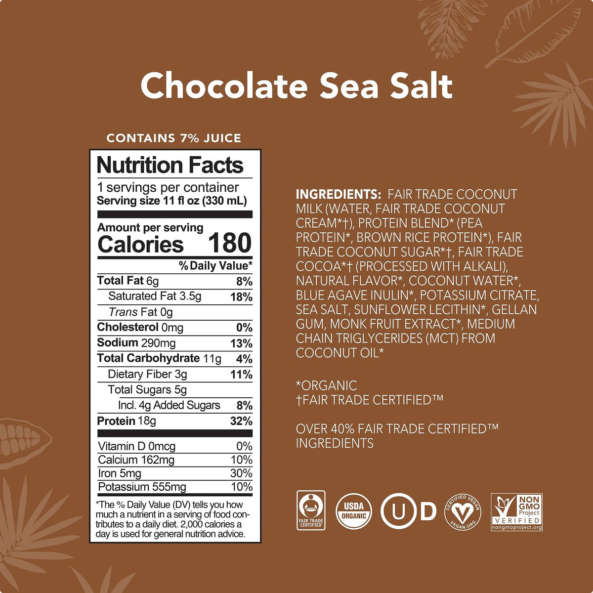 Chocolate Sea Salt Organic Plant Based Protein Drink B705247