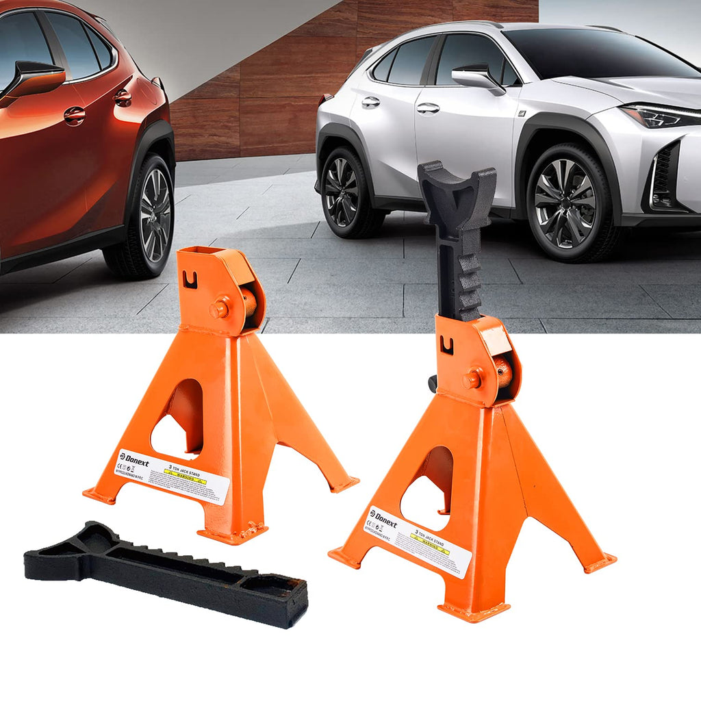 Steel Floor Jack and Orange Jack Stands E4762
