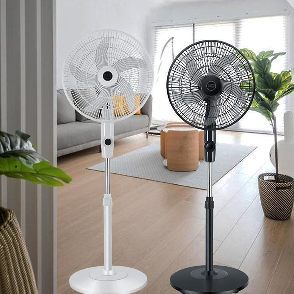 16" Solar Oscillating Standing Fan, 10000mAh Rechargeable, 3 Speed, White O694125