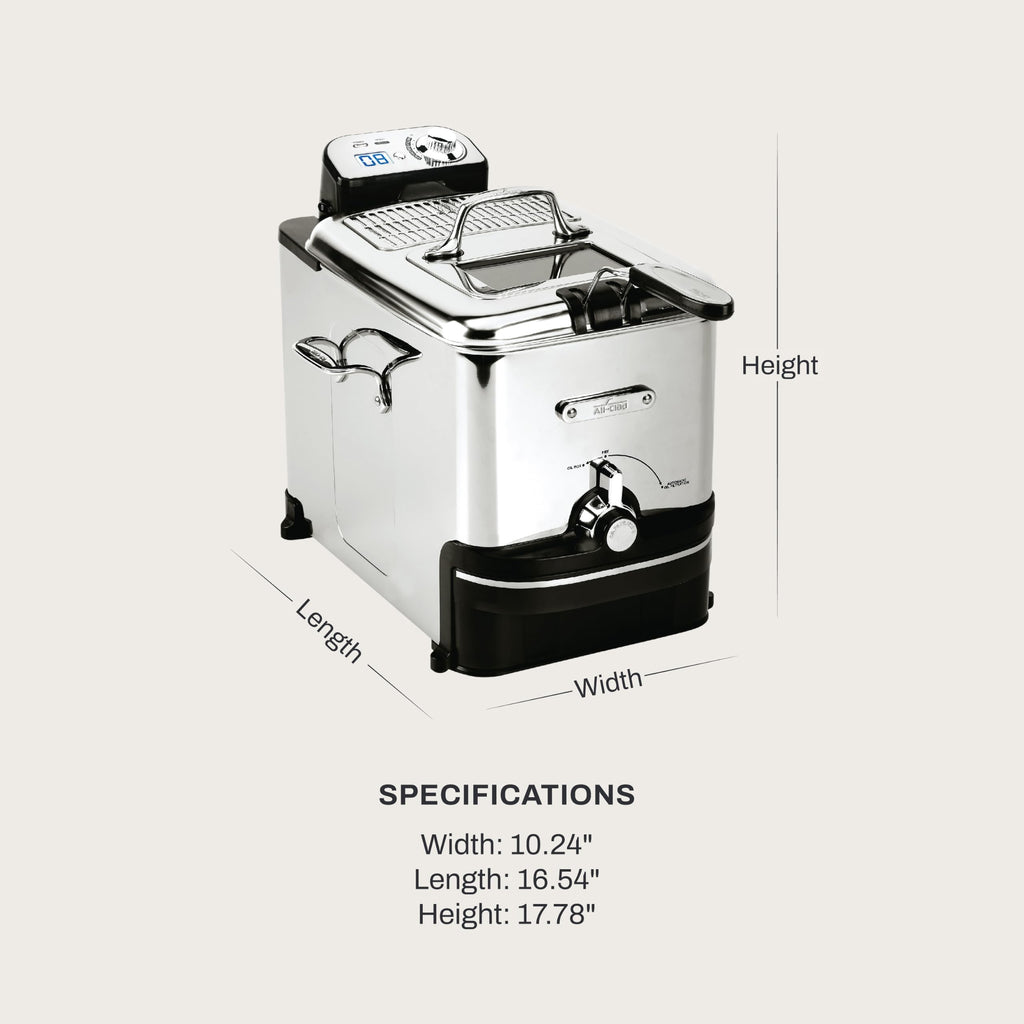 Electric Deep Fryer with Basket and Lid, Stainless Steel, 1700W Y18091
