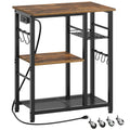 Rustic Brown Kitchen Storage Rack with Charging Station C6691