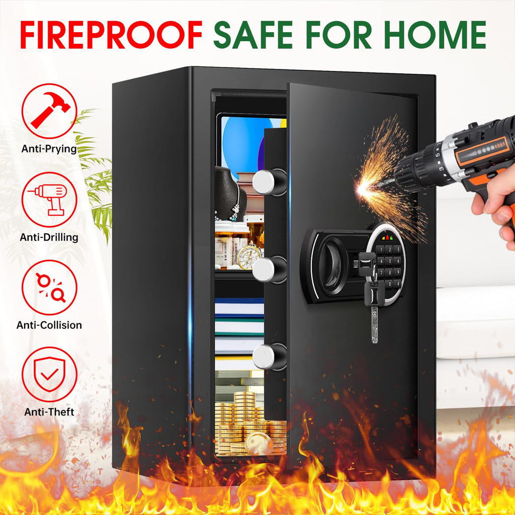 3.3 Cuft Water and Fireproof Safe with Digital Keypad & Key Lock I4299