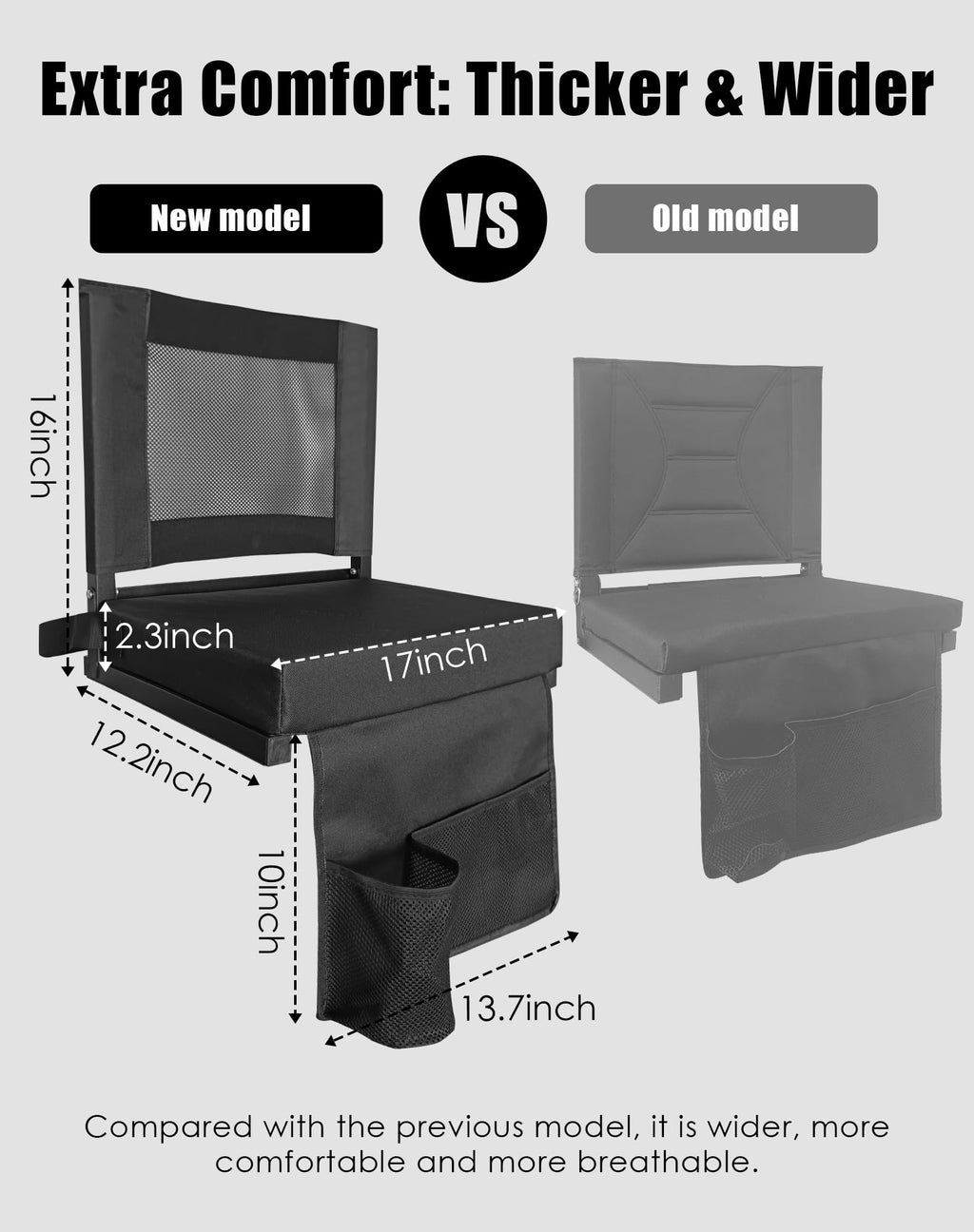 Portable Folding Bleacher Seats with Back Support and Cushion, Black Y53511