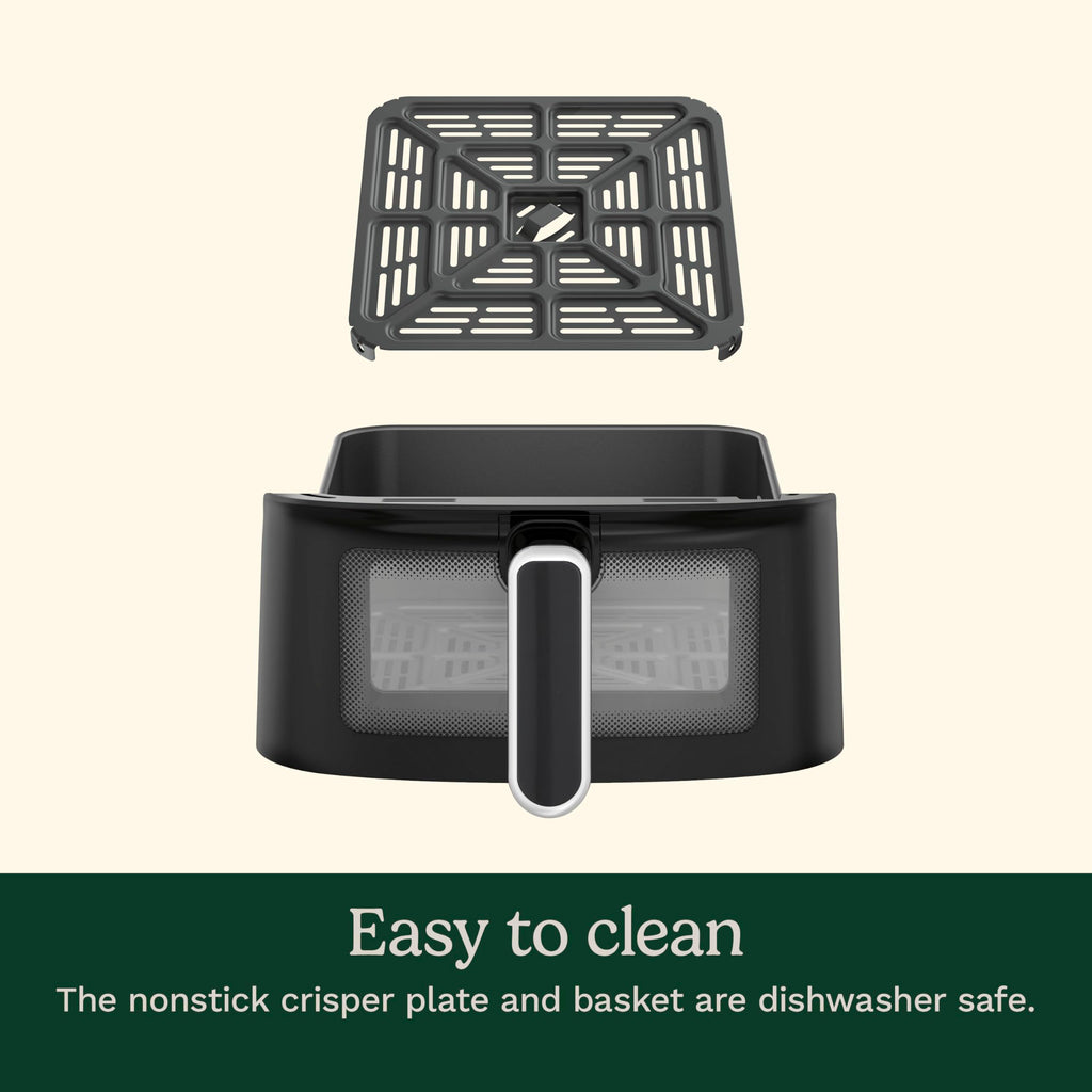 6-Quart Air Fryer with 5 Cooking Functions, Stainless Steel & Black S706