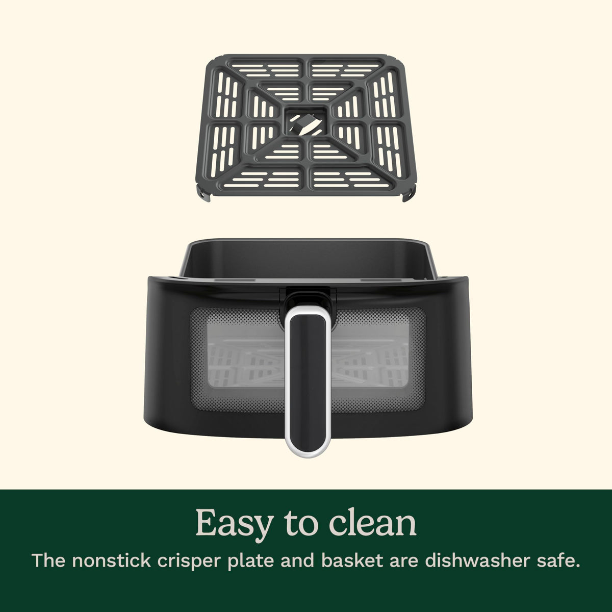 6-Quart Air Fryer with 5 Cooking Functions, Stainless Steel & Black S706