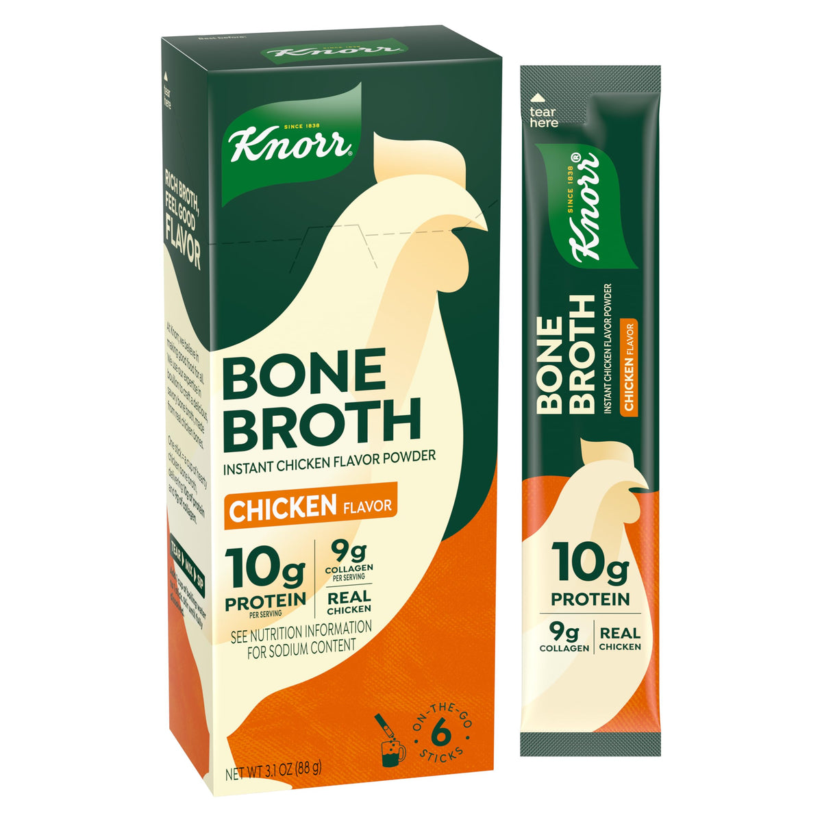 Chicken Bone Broth Instant Powder Mix Packets, 6 Count N6029
